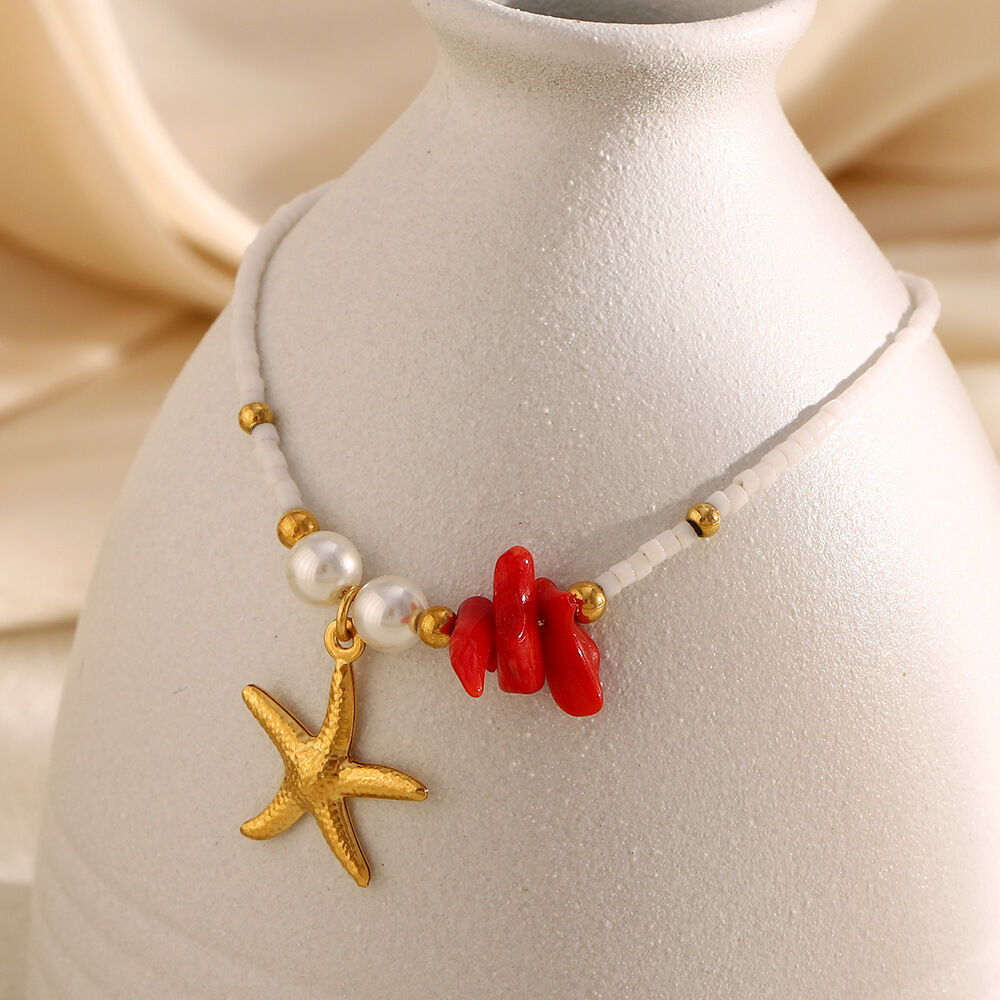 1 PIece Romantic Series Starfish Stainless Steel Waterproof Women's Pendant Necklaces