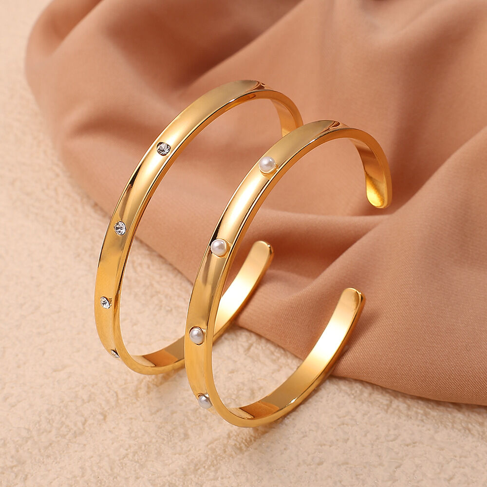 Stainless Steel Waterproof Gold Color Cuff Bracelets Picture2