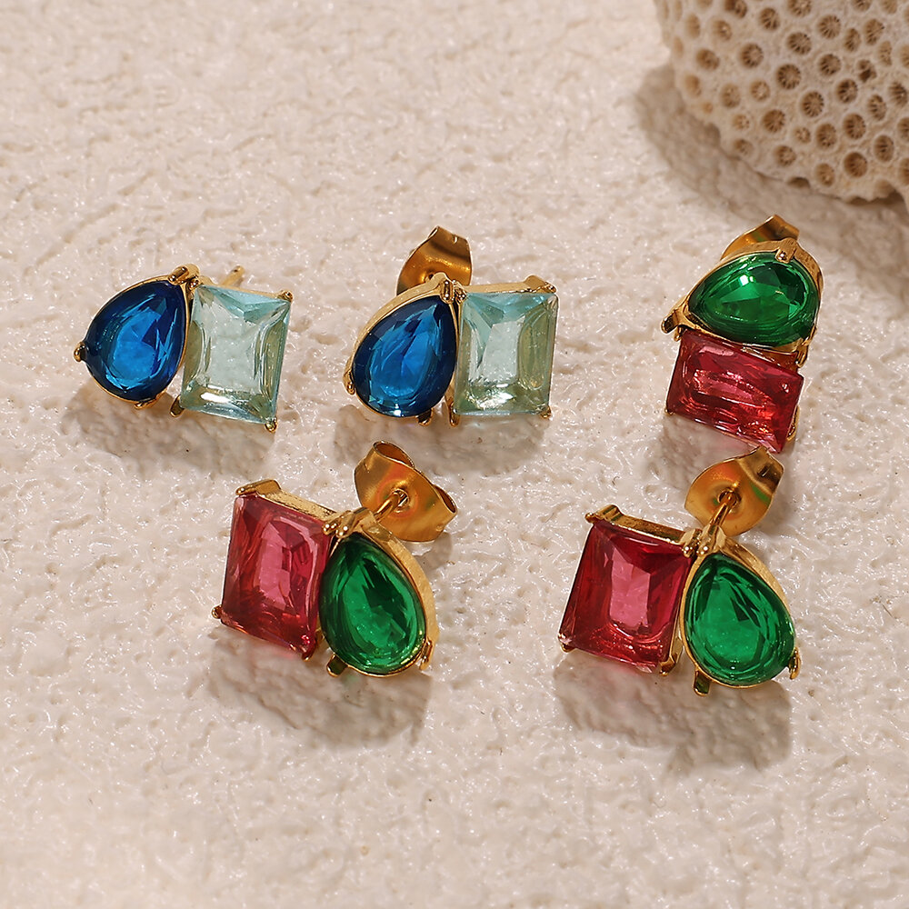 Stainless Steel Waterproof Gold Color Stud Earrings Picture2