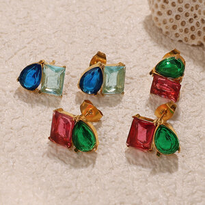 Stainless Steel Waterproof Gold Color Stud Earrings h5 Picture2