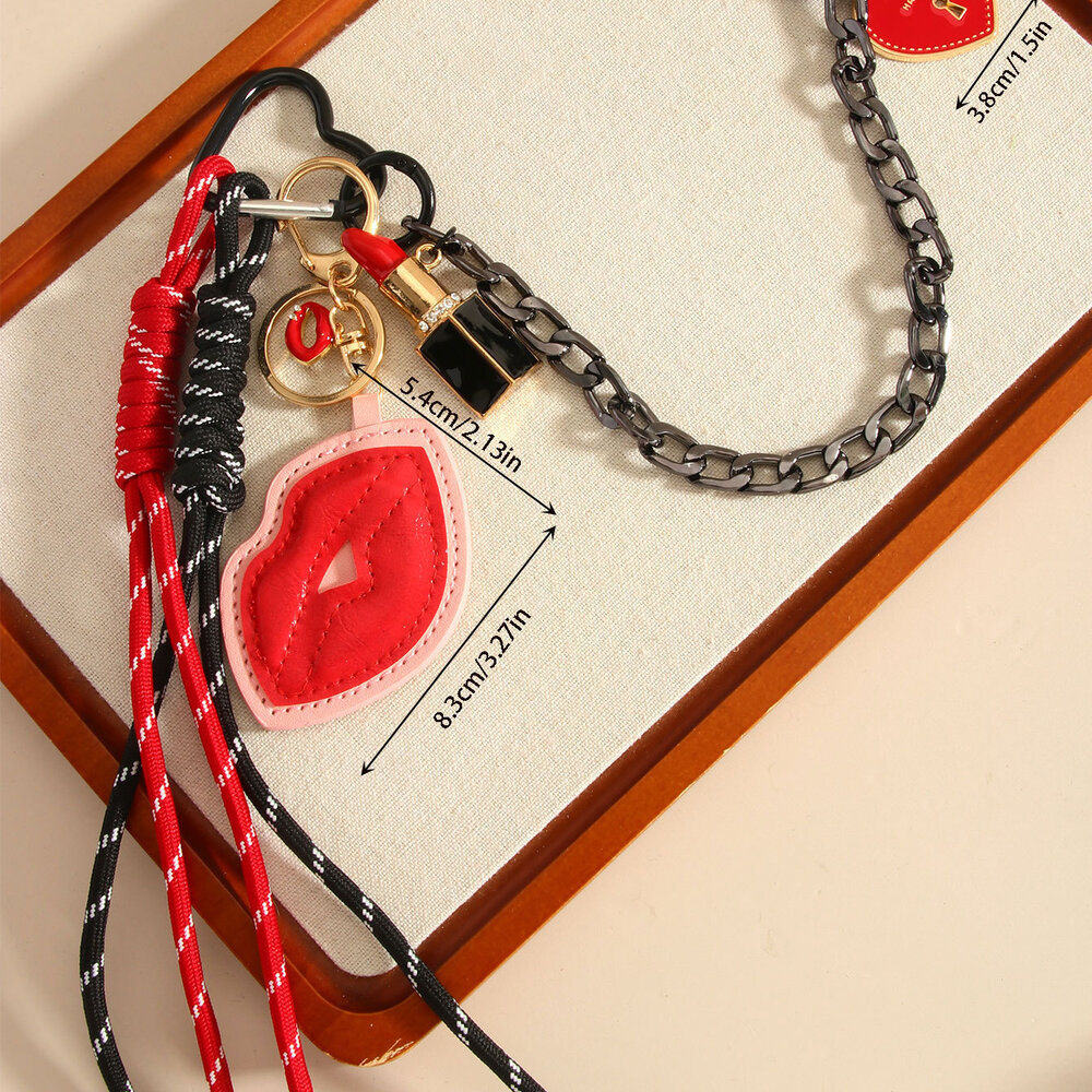 Heart - shaped Lip - designed Chain PU Women's Bag Charms Picture2