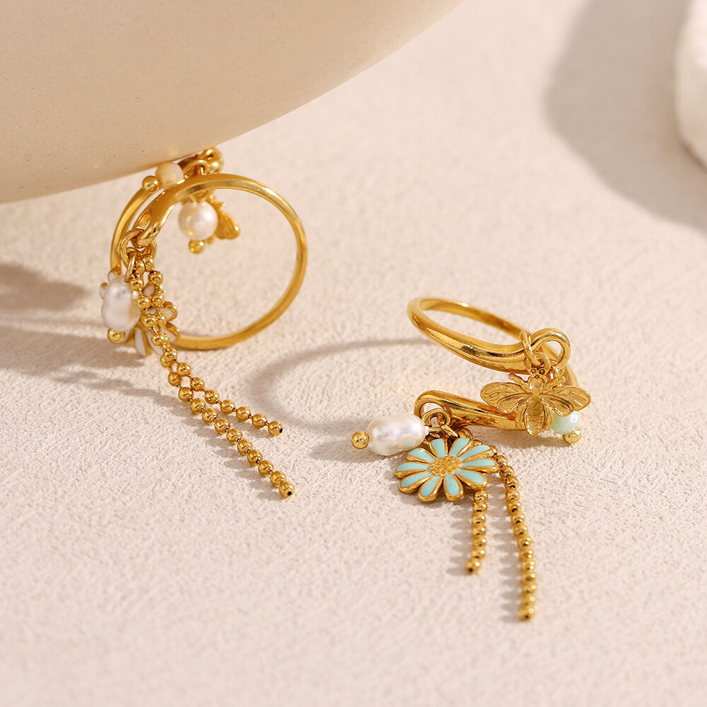 Luxuriöse, wasserdichte Statement-Ringe aus Edelstahl mit dem Motiv „Daily Flower“ 2