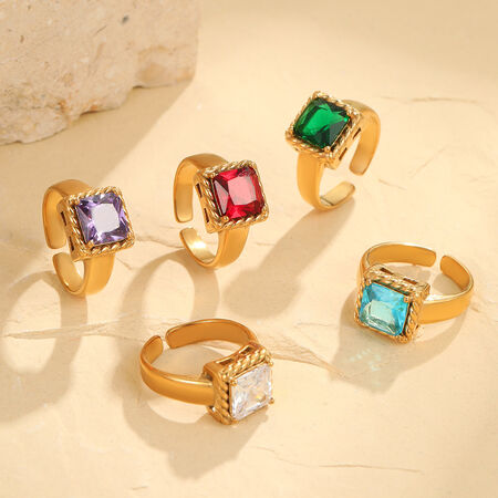 1 Pair Simple Series Daily Geometric Stainless Steel Waterproof Women's Adjustable Rings 2