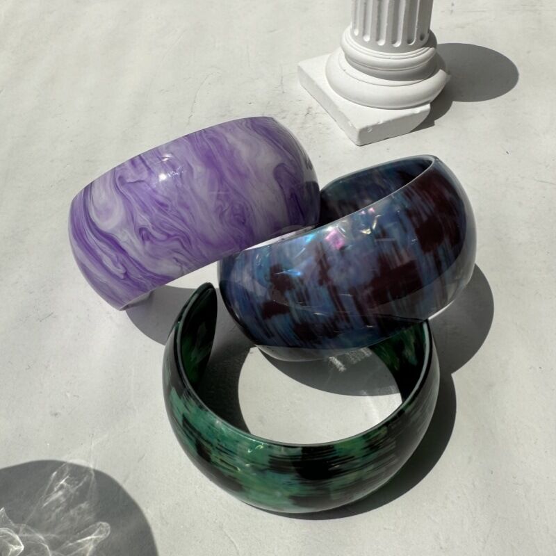 1 stuk Simple Series Casual gemengde kleur acetaat dames armbanden h5Afbeelding3
