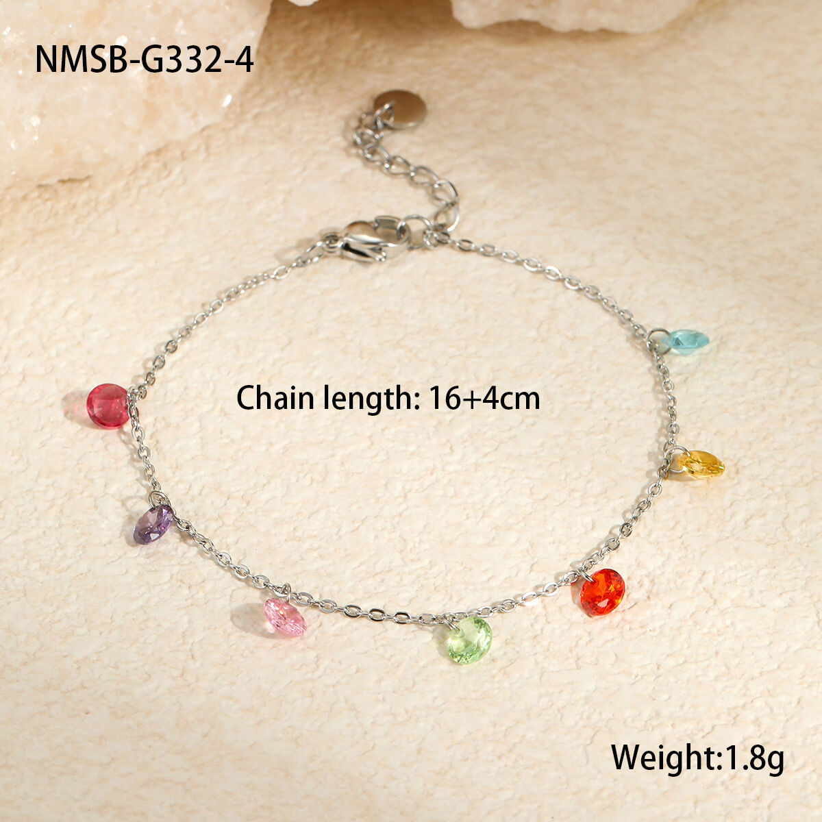 Pulsera de circonio color acero NMSB-G332-4 Imagen4