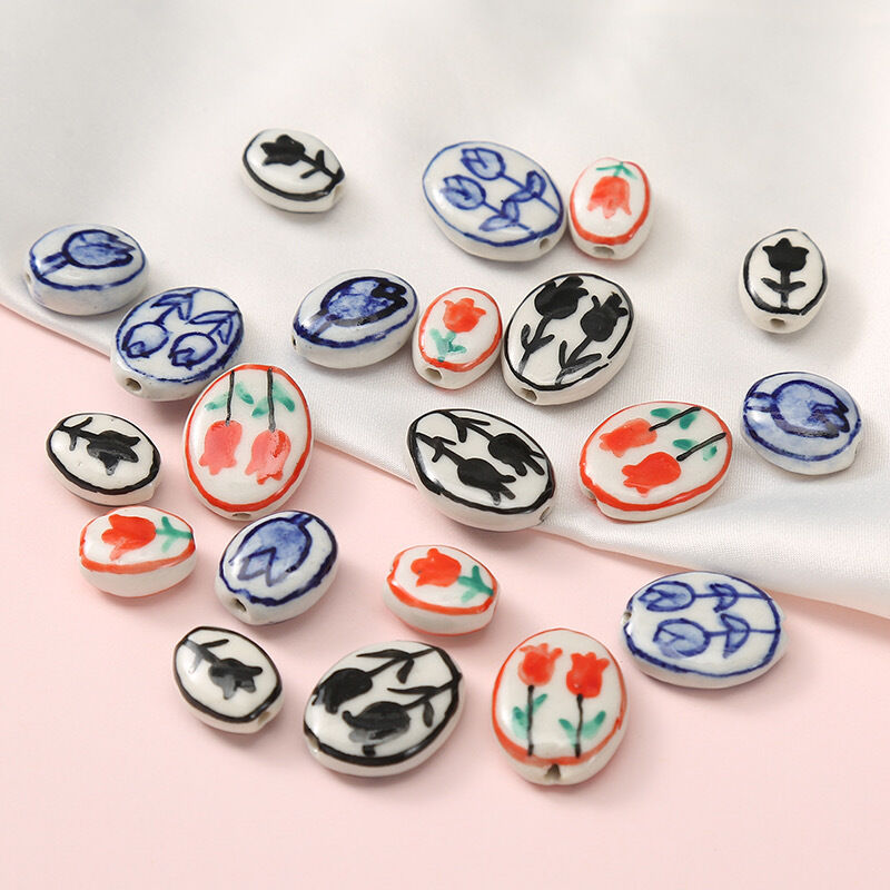 1 Piece Flower Ceramics DIY Jewelry Bead