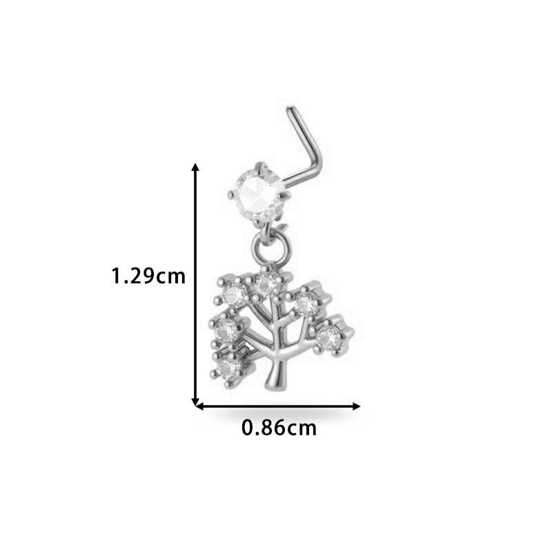 1 Piece Simple Series Simple Heart Copper Gold Color Zircon Women's Nose Stud h5Picture2