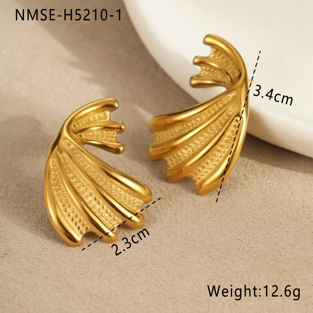 1 Pair Simple Series Daily Turtle Stainless Steel Waterproof   Gold Color  Women's Stud Earrings h5 