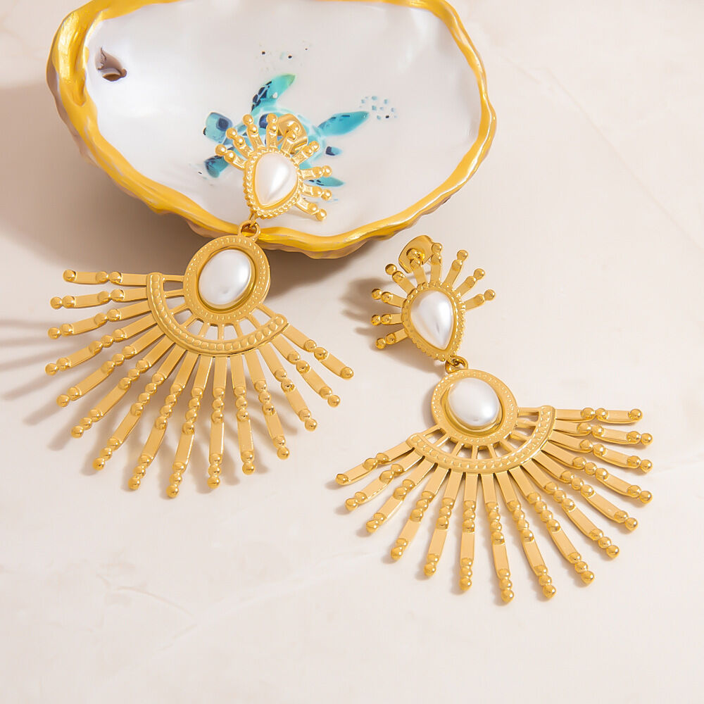 Stainless Steel Waterproof Gold Color  Drop Earrings