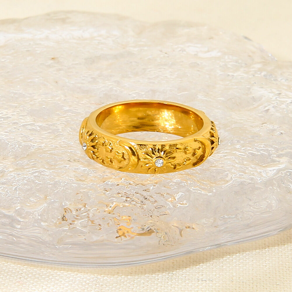 Luxurious Series Retro Sun Stainless Steel Waterproof Statement Rings