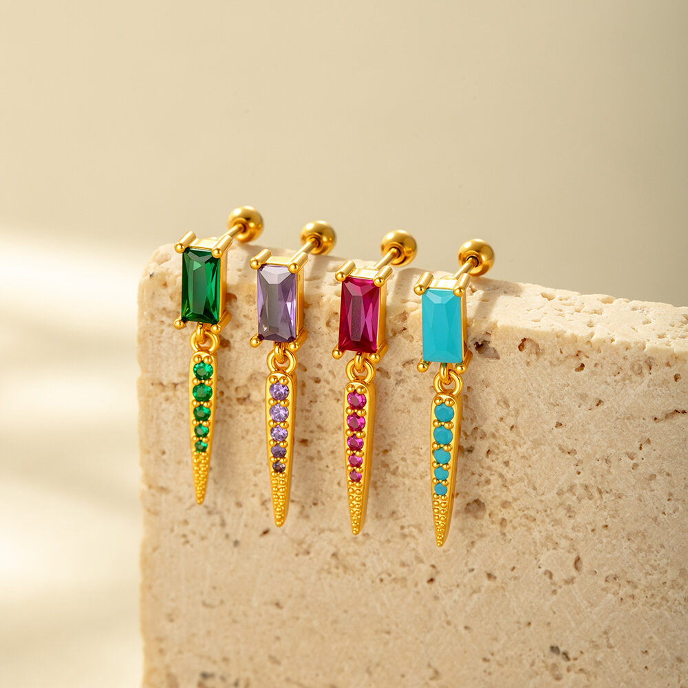 Copper Gold Color  Zircon Piercings Earrings
