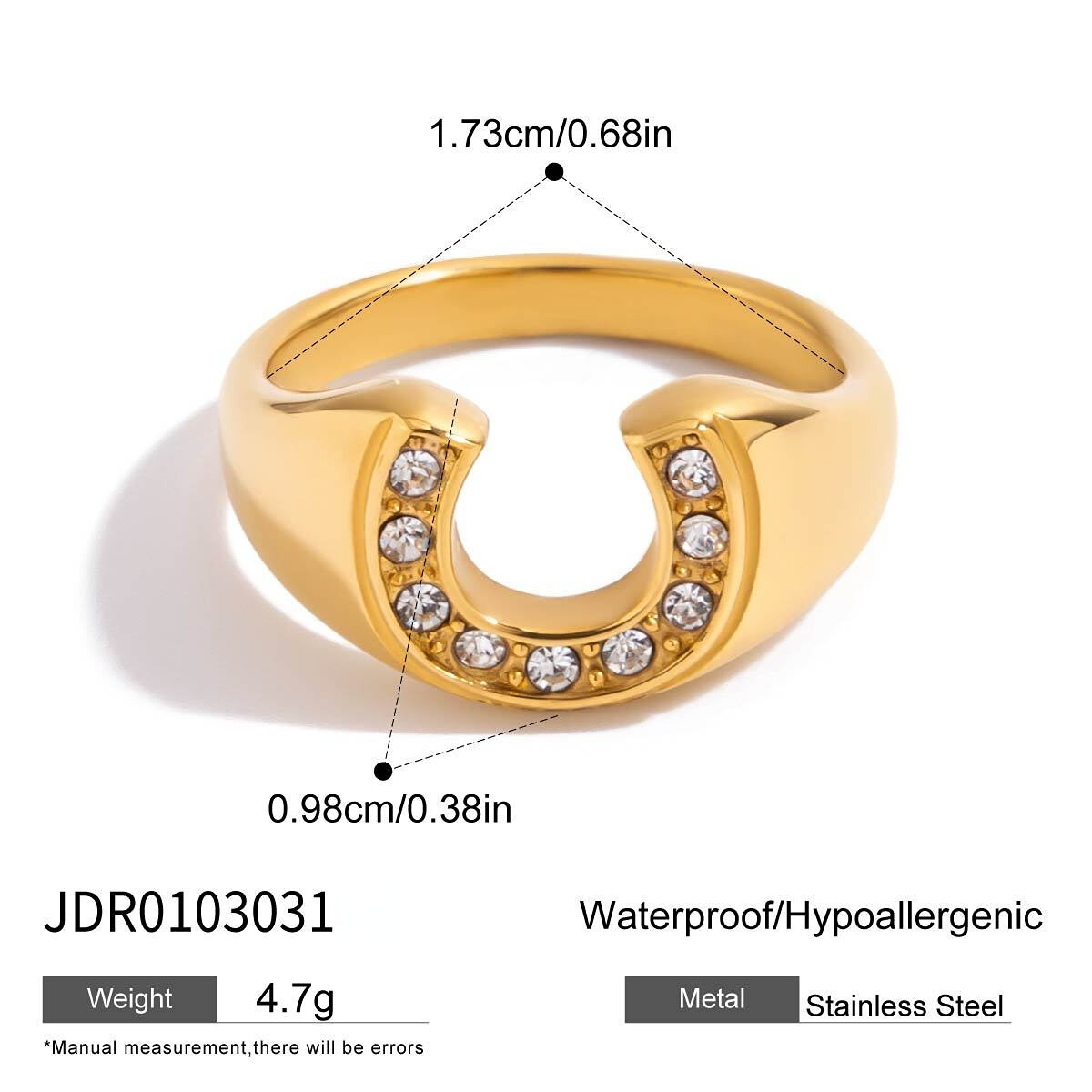 U-förmiger, wasserdichter, minimalistischer Edelstahlring in Goldfarbe h5 Bild2