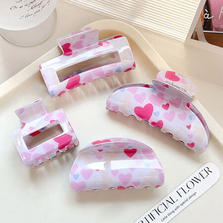 1 Pair Simple Series Elegant Heart PVC Women's Hair Claws