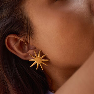 Simple Sun Stainless Steel Waterproof Gold Color Stud Earrings h5 Picture5