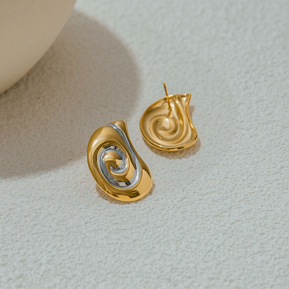 Spiral Stainless Steel Waterproof MIxed Color Stud Earrings Picture5