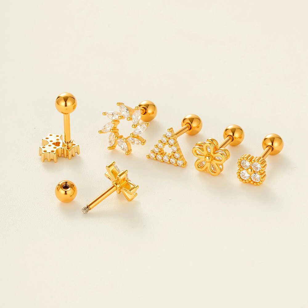 Blume Kupfer Zirkon Piercings Ohrringe 2