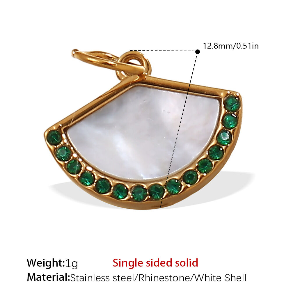 Pj338Gng Green Diamond White Shell Gold Pendant Picture5