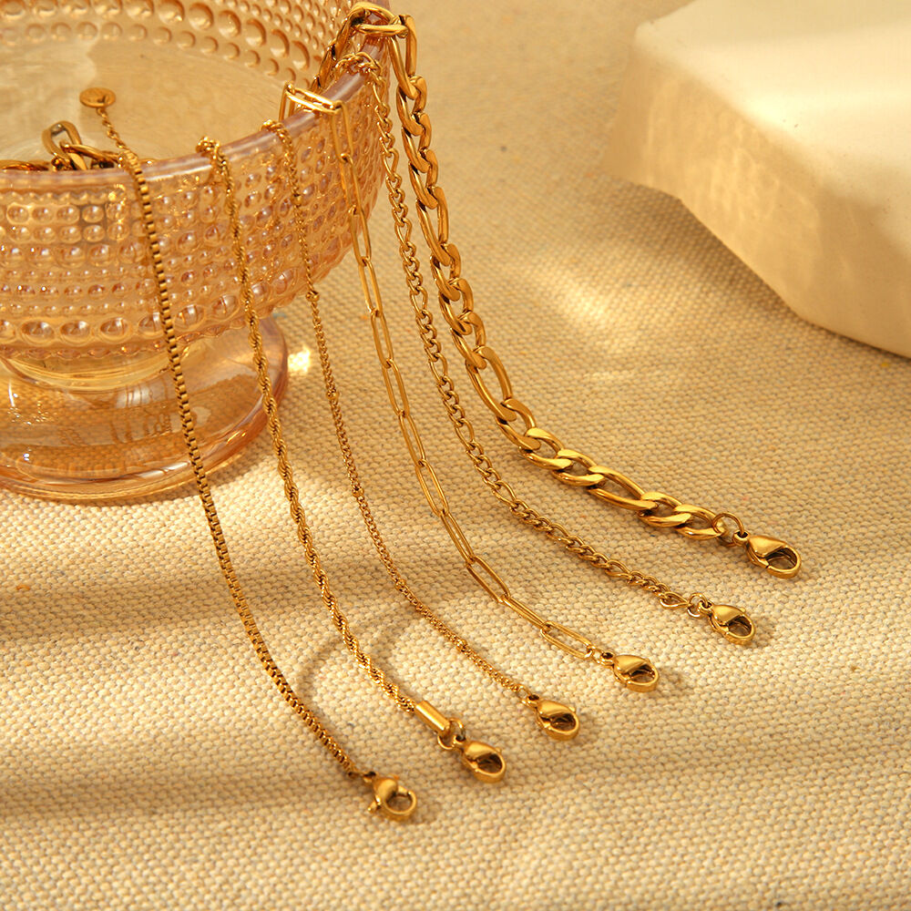 1 Pair Simple Series Daily Geometric Stainless Steel Waterproof   Gold Color  Pearl Anklets Picture2