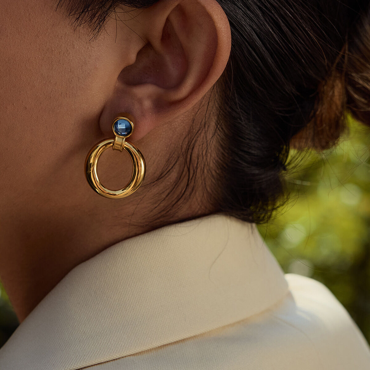 Simple Stainless Steel Waterproof Gold Color Drop Earrings 2