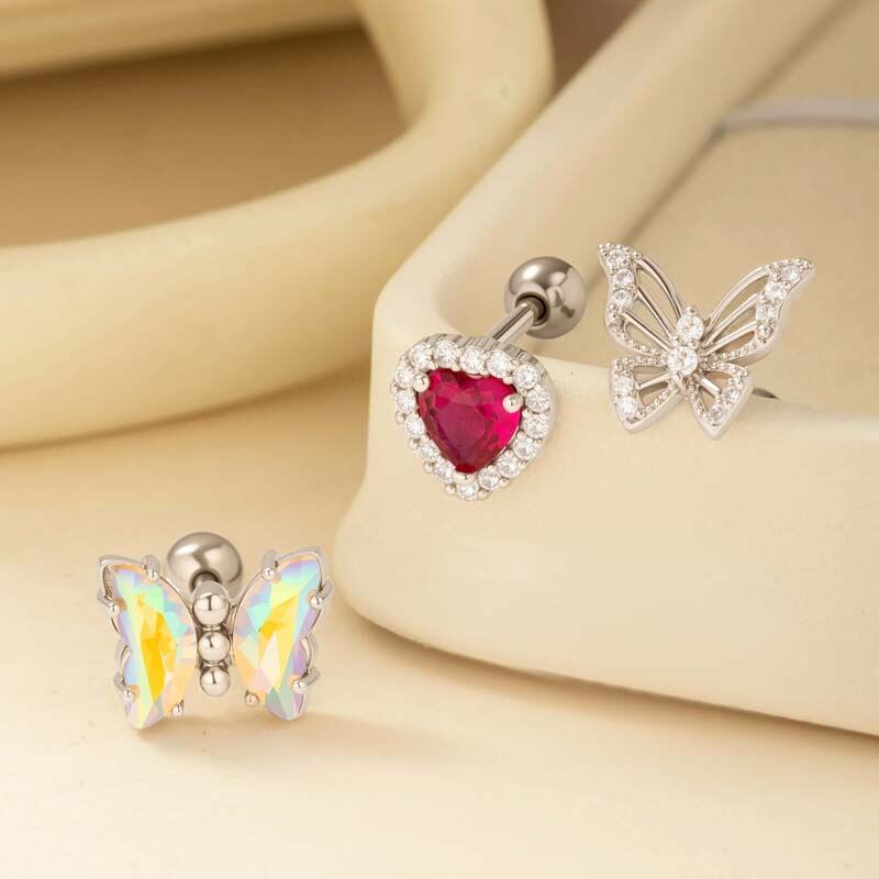 1 pezzo di orecchini da donna con zirconi color rame e cuore semplice, serie semplice h5Immagine7