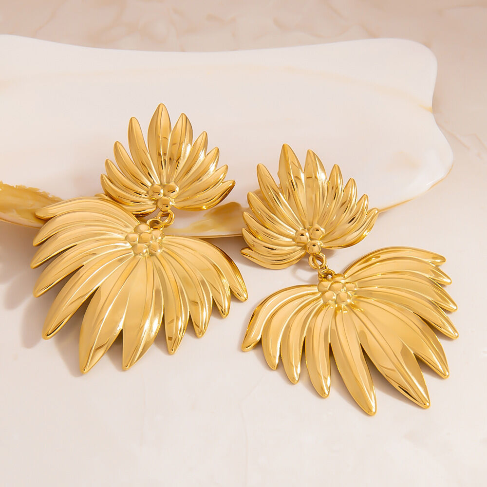 1 Pair Vacation Geometric Stainless Steel Waterproof  Gold Color  Women's Drop Earrings 2
