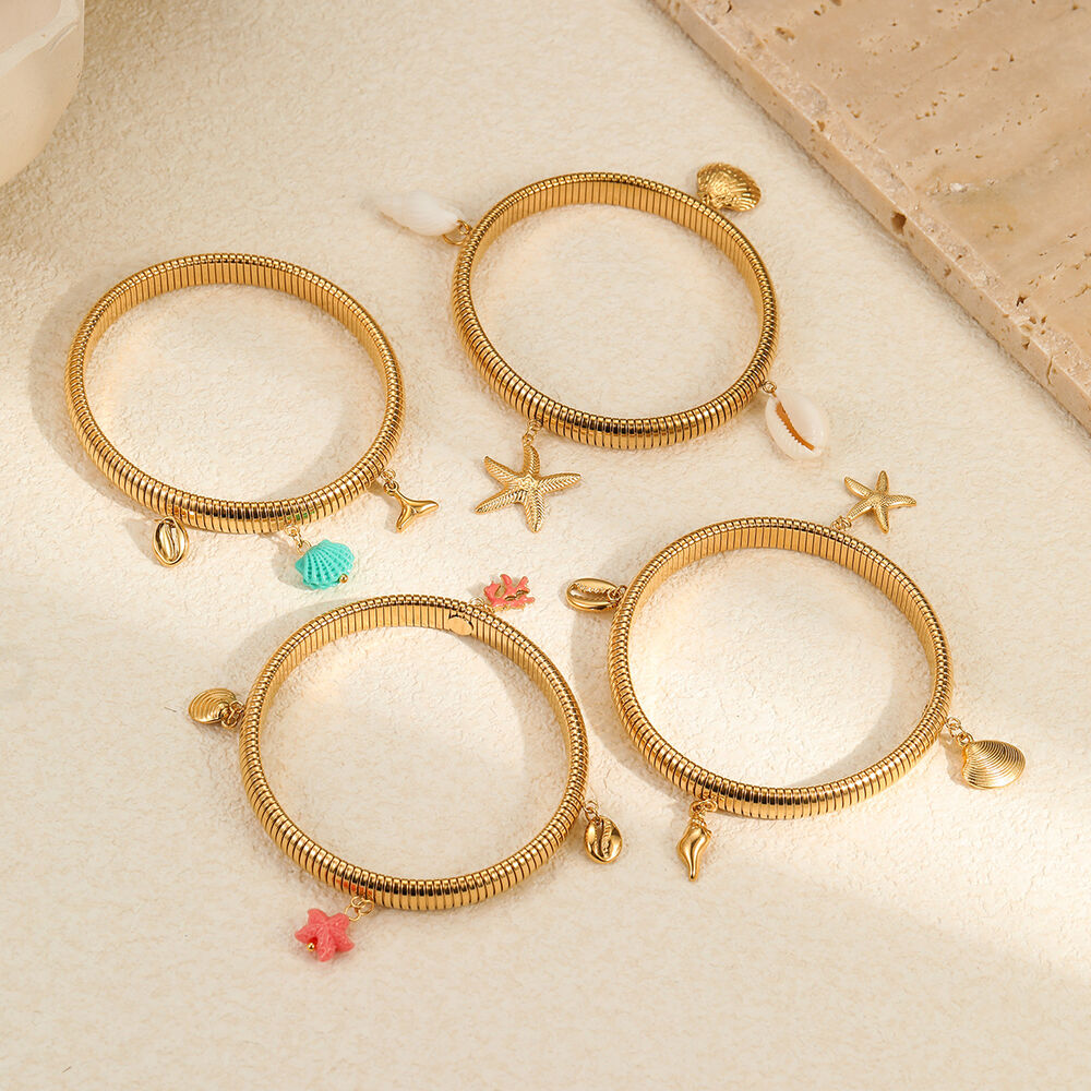 1 Piece Romantic Series Vacation Gold Color Women's Bangles h5Picture2