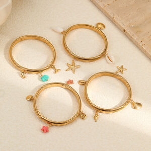 1 Piece Romantic Series Vacation Gold Color Women's Bangles h5 Picture2