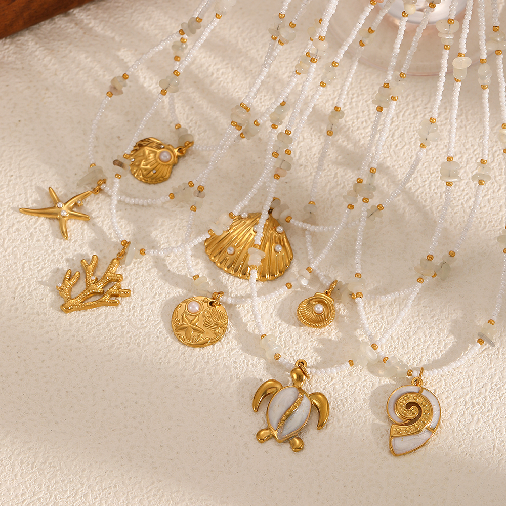 collane con ciondolo color oro in acciaio inossidabile stile oceanico  2