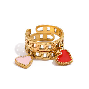 Retro-Herz-Statement-Ringe aus wasserdichtem Edelstahl in Goldfarbe h5 Bild4