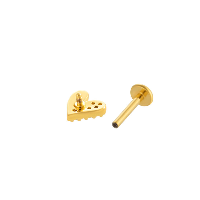 1 Adet Basit Seri Basit Kalp Bakır Altın Rengi Zirkonyum Kadın Piercing Küpe h5 Resim7
