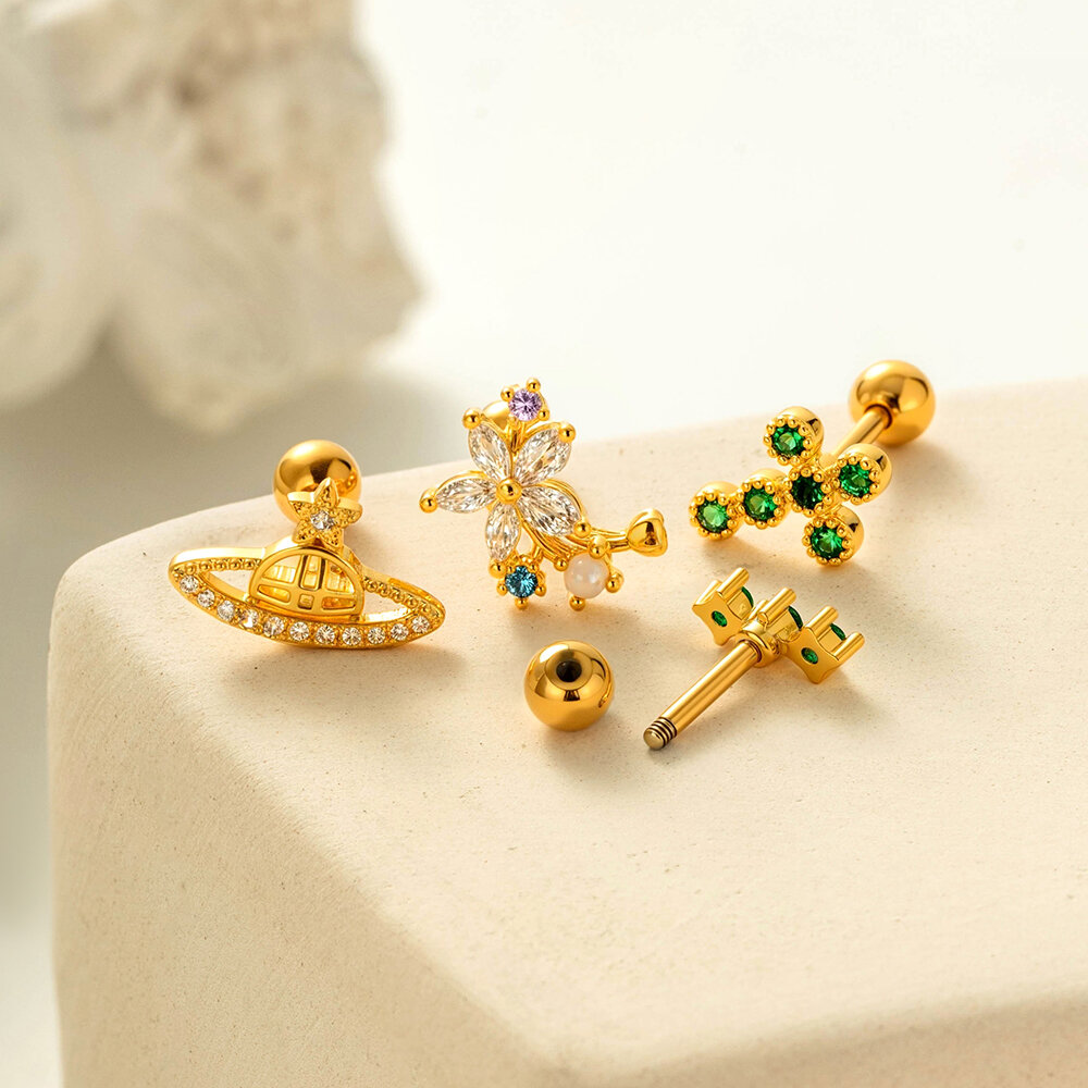 Bow Knot Copper Zircon Piercings Earrings 2