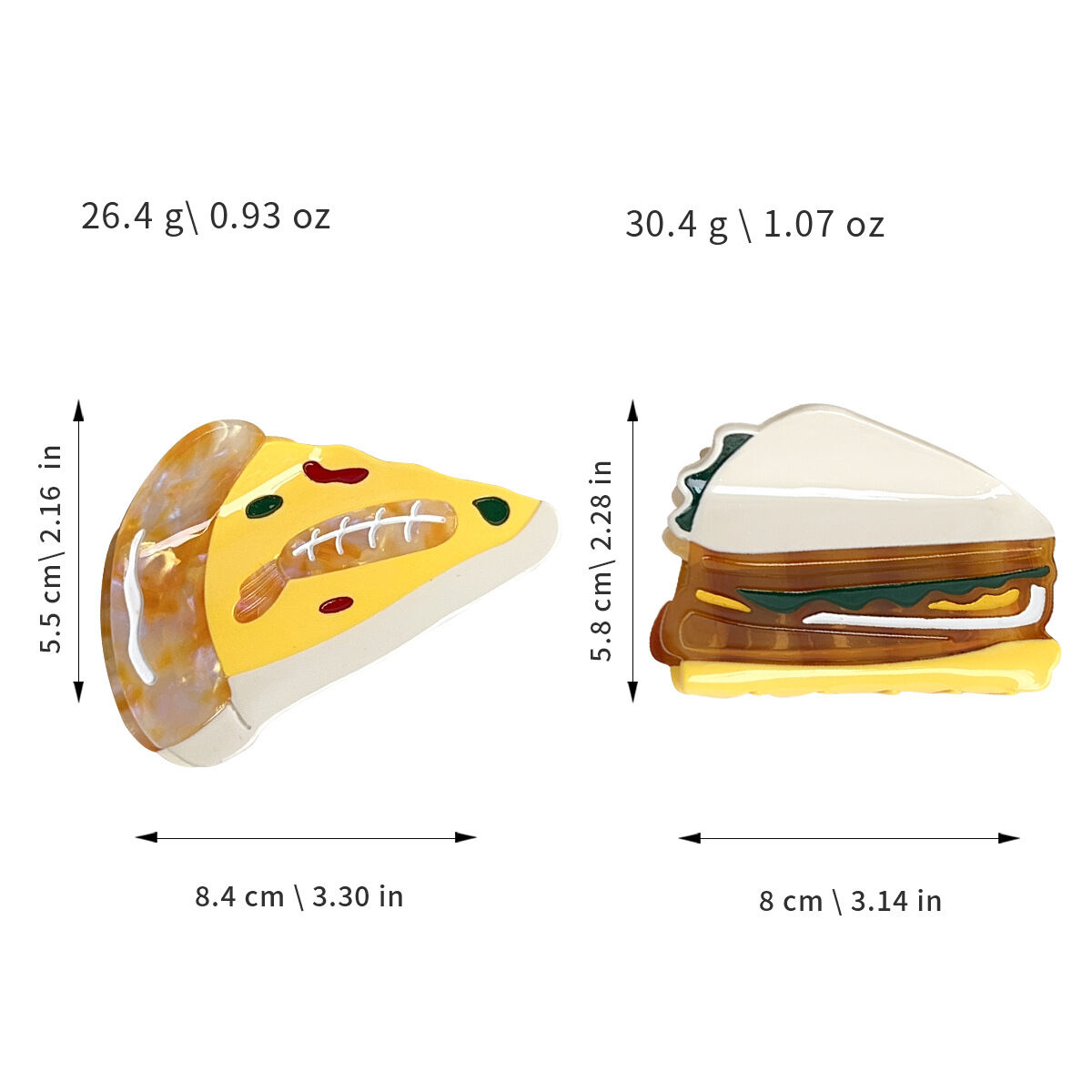 1 pezzo di fermaglio per capelli geometrico in acetato a forma di hamburger, divertente e carino, da donna Immagine5