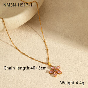 Simple Series Elegant Flower Stainless Steel Waterproof Women's Pendant Necklaces h5