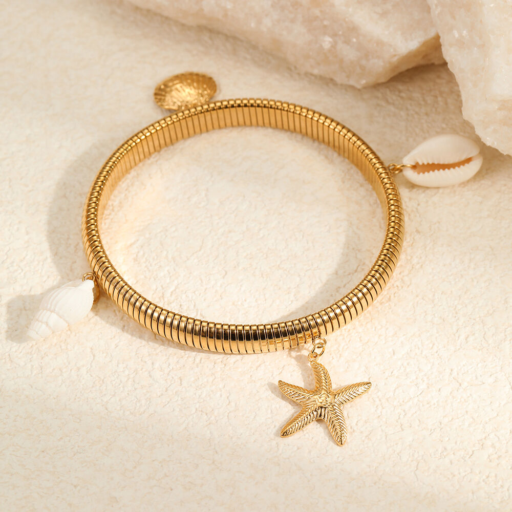 1 Piece Romantic Series Vacation Gold Color Women's Bangles h5Picture4