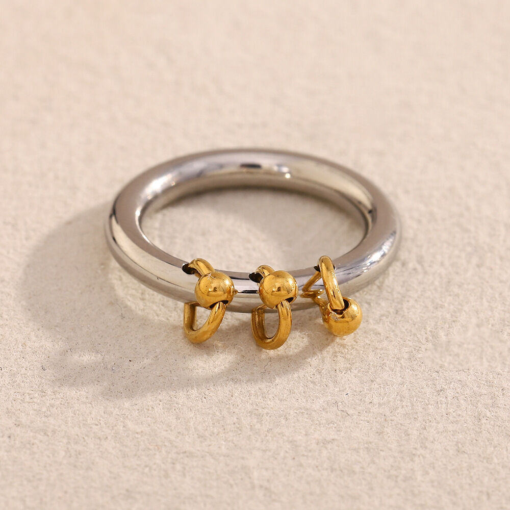 Anillos individuales de acero inoxidable resistentes al agua de color sólido y elegantes de la serie Simple