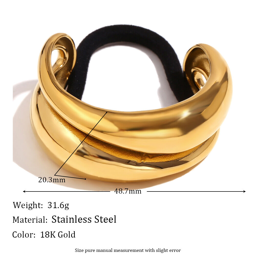 Symmetrical Double-Layer Water Drop Shape Hair Rope-Gold Picture7