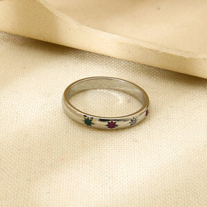 Classic Series Retro Star Stainless Steel Waterproof Gold Color Zircon Gold Color Rings h5 Picture5