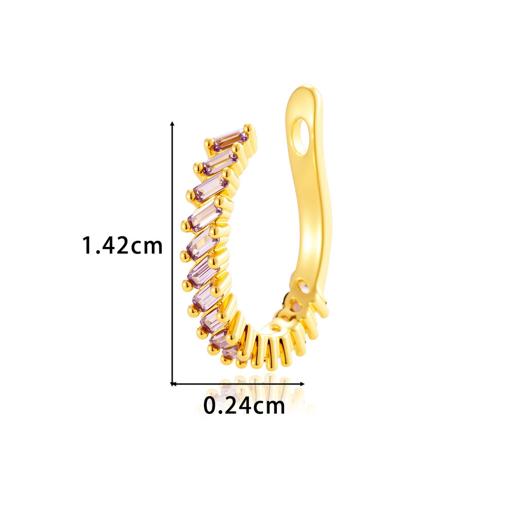 1 Piece Rectangular Copper Gold Color Zircon Women's Ear Cuffs Picture2