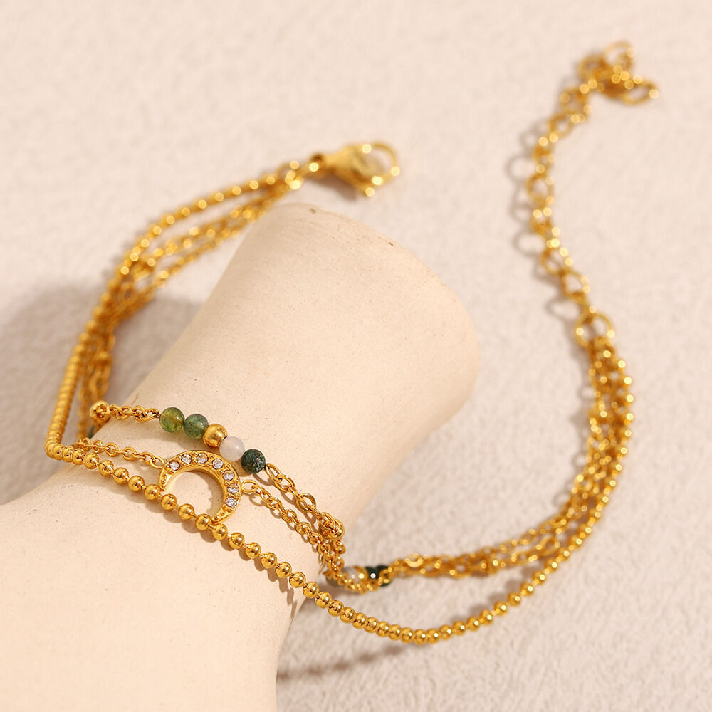 Simple Series Retro Moon Edelstahl Wasserdichte Damen-Kettenarmbänder Bild3