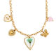 Colorful Long Heart Pendant Necklace - Gold