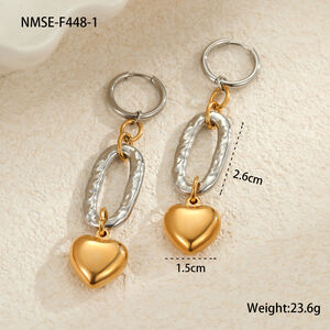 1 paire de boucles d'oreilles pendantes pour femme, en acier inoxydable imperméable, en forme de cœur, de la série luxueuse Sweet Heart h5