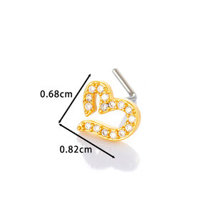 1 Piece Heart Copper Gold Color Zircon Women's Nose Stud h5 Picture2