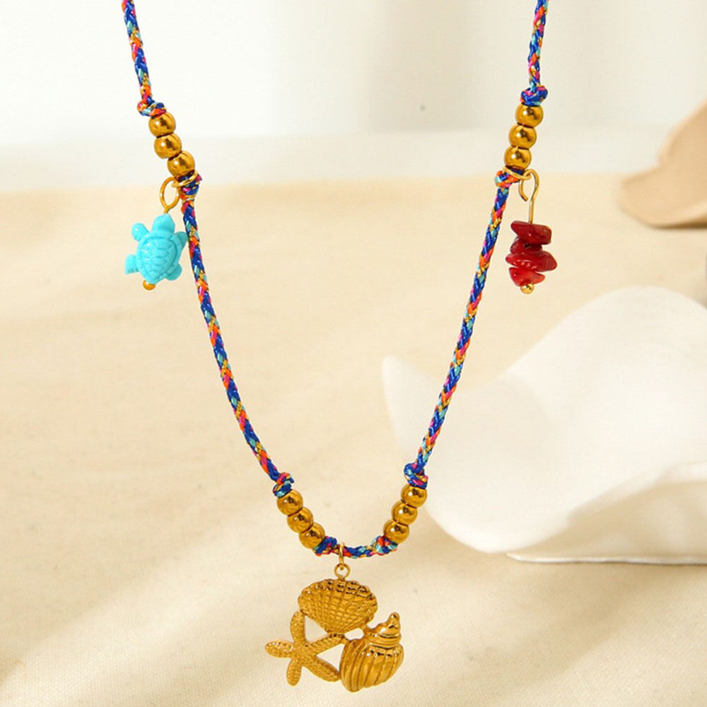 1 Paar klassische böhmische Schildkröten-Anhänger-Halsketten aus Edelstahl, wasserdicht, goldfarben, für Damen