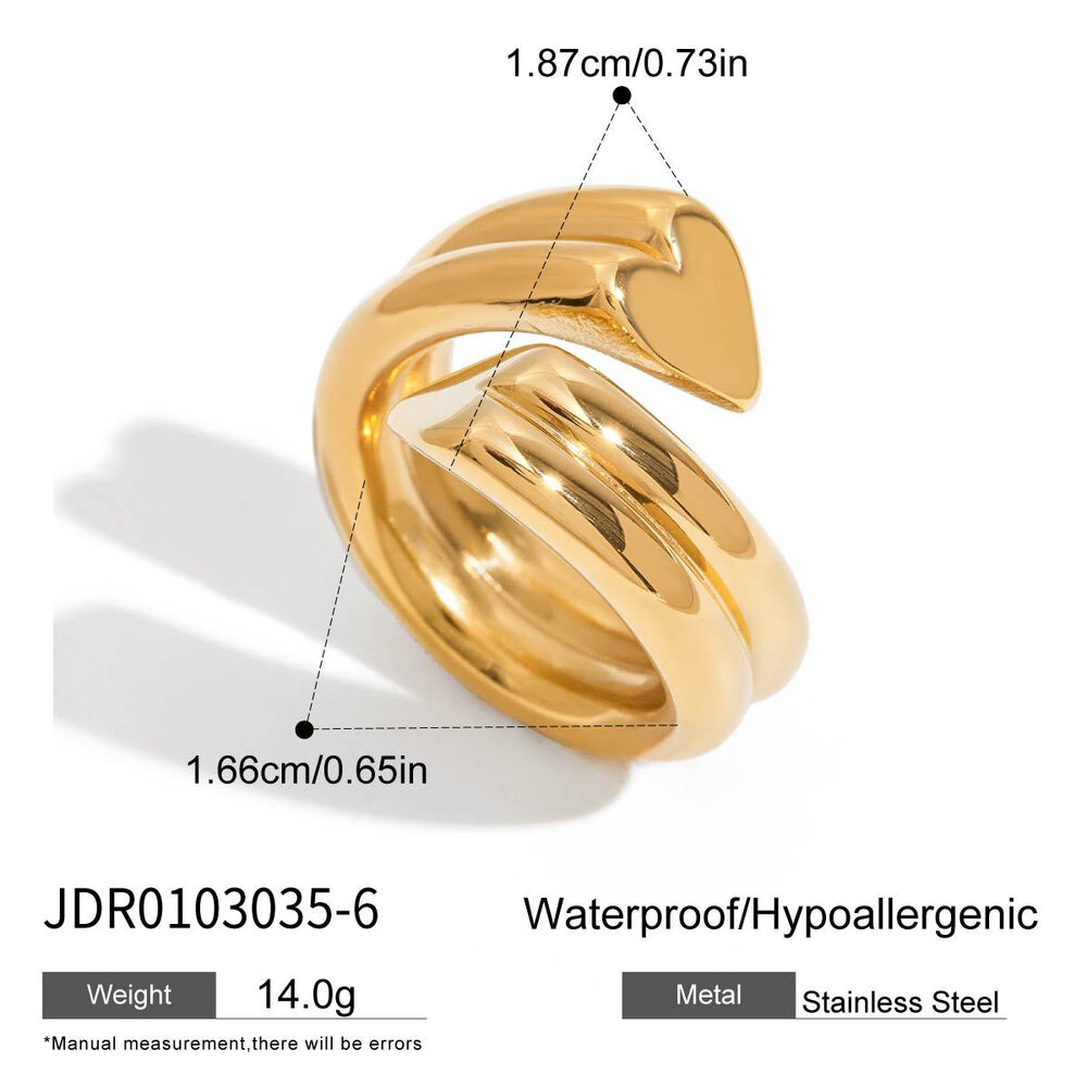 Simple Heart Stainless Steel Waterproof Gold Color Minimalist Rings Picture2
