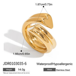 Simple Heart Stainless Steel Waterproof Gold Color Minimalist Rings h5 Picture2