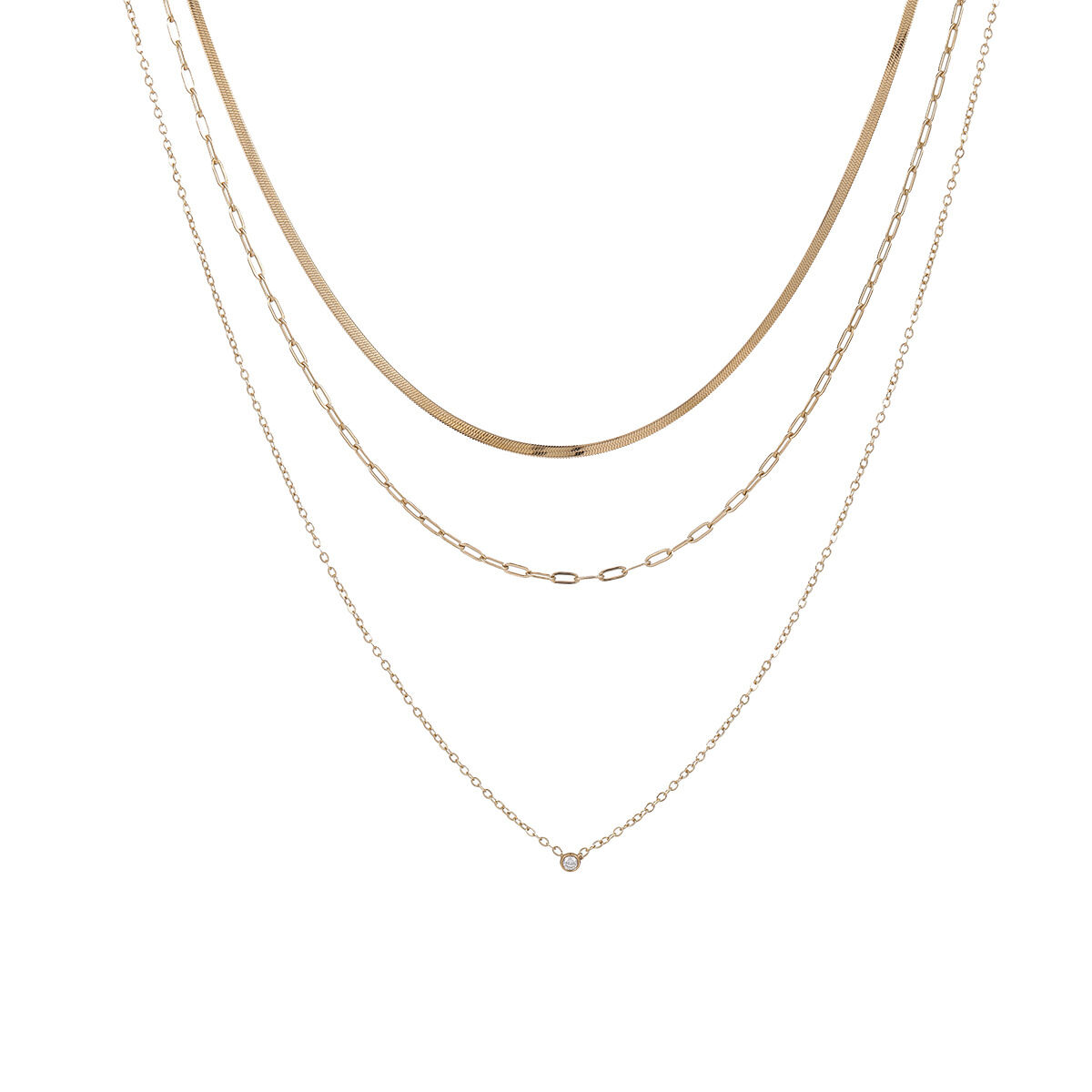 1 paire de colliers superposés pour femmes, en acier inoxydable imperméable, couleur or, série Simple Image5