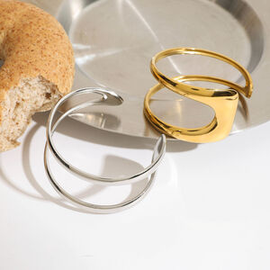style stainless steel gold color cuff bracelets h5 Picture3