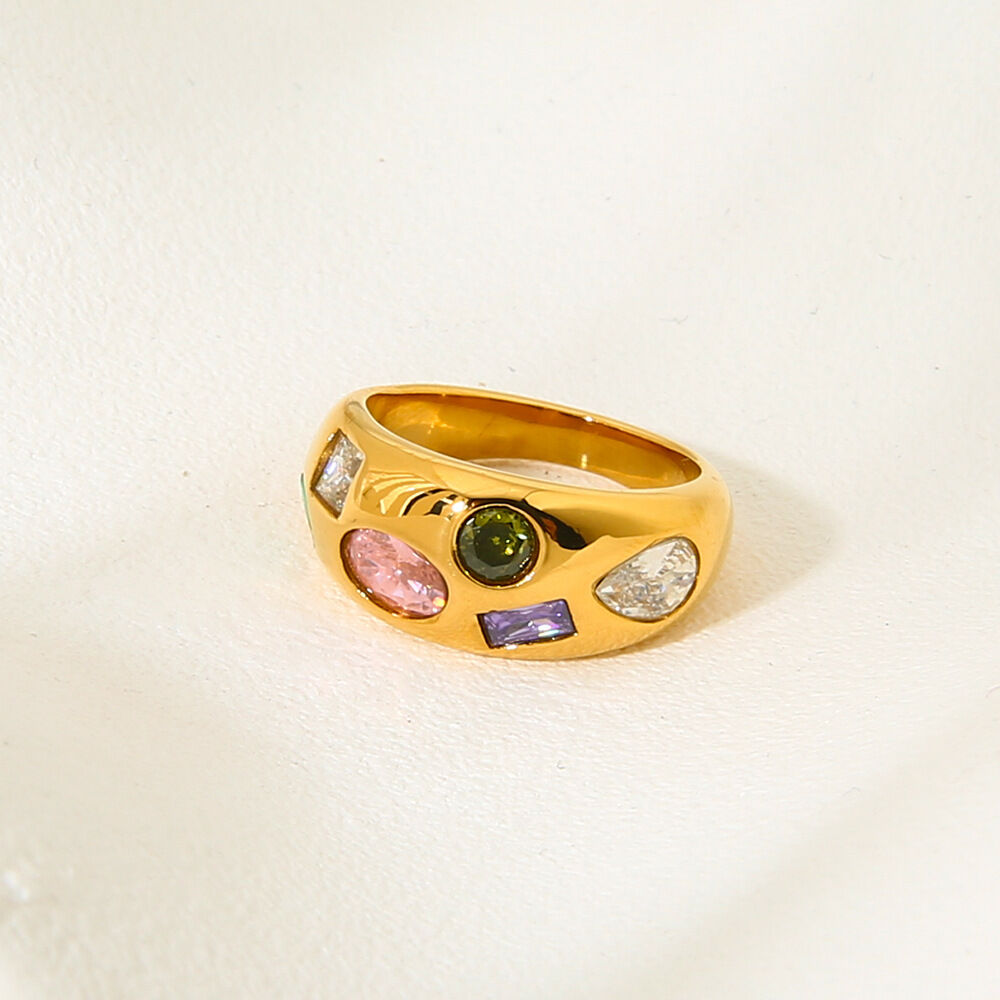Luxe serie retro geometrische waterdichte statement ringen van roestvrij staal h5Afbeelding2