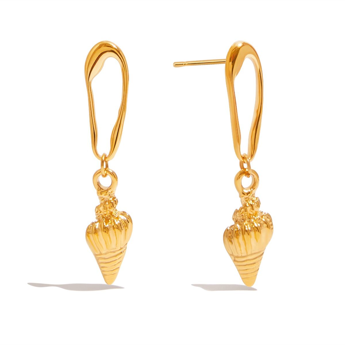 Boucles d'oreilles pendantes en acier inoxydable couleur or Whelk 
