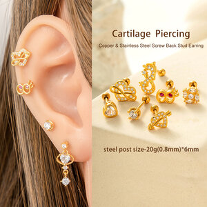 Heart Copper Zircon Piercings Earrings h5 Picture4